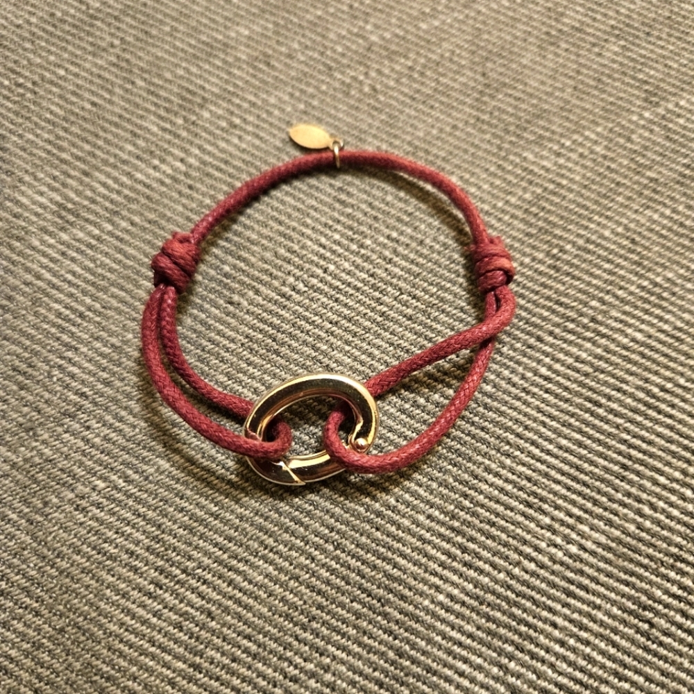 Silver and cord bracelet